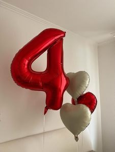 32-Inch Large Number Latex <b>Balloons</b> Baby Pink Blue Matcha Green Valentine's Day <b>Parties</b>-Heart UV/Silk Screen Printed - Product Image 5