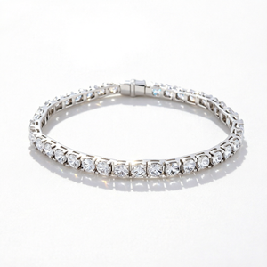 Chaîne tennis en or massif 14 carats avec diamants ronds brillants de 4 mm cultivés en laboratoire, certifiés, bracelet et jonc unisexe tendance, cadeau - Product Image 1
