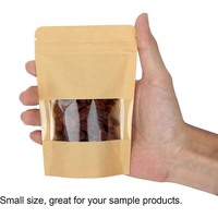 Tersedia Doypack coklat berdiri kantong kertas Kraft tas kunci ritsleting dengan jendela bening dan ritsleting