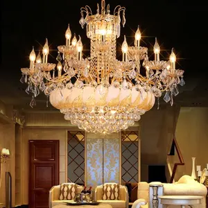 Tempat lilin besar kristal K9 hotel kualitas tinggi retro Eropa lampu langit-langit tempat lilin kristal mewah