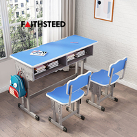 Ensemble bureau et chaise double pour étudiants, gain de place, hauteur réglable, pour 2 personnes, mobilier scolaire moderne en PP