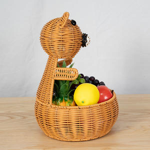 Panier à fruits tissé en forme d'ours Bobai, panier de rangement rond marron fait à la main pour la décoration du salon et du bureau - Product Image 5