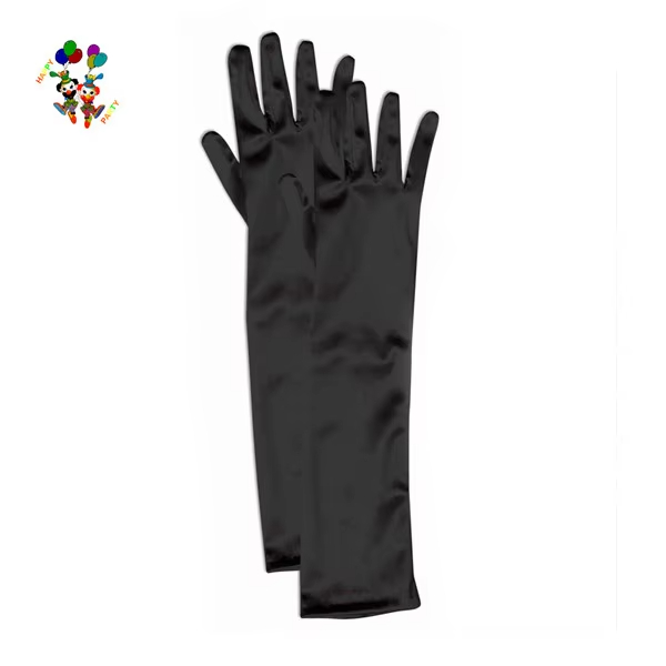 Elegant Bridal long satin black gloves for Timeless Wedding Style