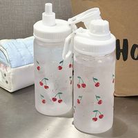 Bouteille d'eau et tasse à café Cherry Puppy PC - Double usage, portable, résistante à la chaleur, anti-fuite, avec paille, design moderne pour femmes