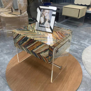 Luxury Modern Minimalism Acrylic Bedside Storage Cabinet with Nightstand Wireless Charging <strong>Panel</strong> &amp; Multi-functional Design - Product Image 2