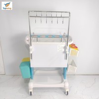Carrito de Tratamiento Médico Hospitalario de Plástico con 3 Cajones y Cierre Central, 4 Ruedas Silenciosas para Uso en UCI y ER