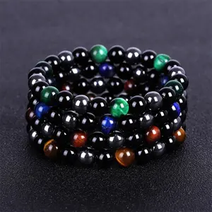 Multi Color Tiger Eyes Kralen Armband Natuursteen Rood Geel Blauw Tijgerogen Elastische Handgemaakte Sieraden Voor Vrouwen