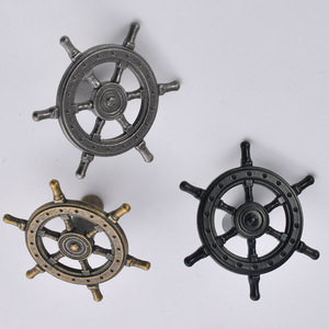 Ship Wheel Furniture Handle Antique Bronze Zinc Alloy Cabinet <b>Knob</b> Mediterranean Style Round Steering Wheel Decor - Product Image 4