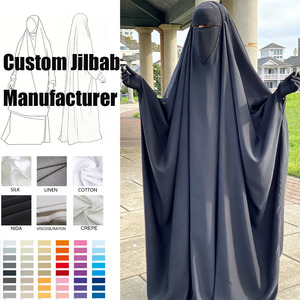Jilbab fermé une pièce personnalisé pour l'Aïd et le Ramadan, respirant, en Nida Fursan, avec large boucle élastique pour les doigts, idéal pour <span class=keywords><strong>la</strong></span> <span class=keywords><strong>prière</strong></span>, style saoudien ouvert. - Product Image 1