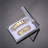 Grills dentes de bronze hip hop masculino, recém chegada grills out zircônia cúbica halloween hip hop dentes de grelha