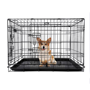 Vente chaude transporteur pour animaux de compagnie grande Cage pour animaux de compagnie en acier caisse pour chien robuste pliable en métal grand chien chat Cage avec plateau - Product Image 3