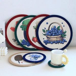 Modern Fabric <b>Plate</b> <b>Mat</b> American Retro Anti-Scald Tea Coaster Hand-Woven Hemp Rope Pot <b>Mat</b> with Heat Insulation for Export Trade - Product Image 1