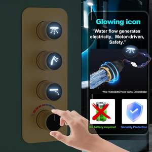 Válvula desviadora de icono brillante de oro cepillado 2 en 1, chorros de cuerpo de lluvia de mano, sistema de chorros de ducha, grifos de ducha de baño All Run - Product Image 4