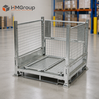 Conteneur de palette pliable et empilable en fil métallique galvanisé, robuste, pour stockage industriel personnalisé en entrepôt