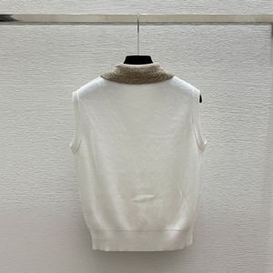 <b>Women's</b> White Woven 100% Cotton <b>Sleeveless</b> Vest <b>Cardigan</b> Polo V-Neck Casual Top Classic Old Money Outfit Outerwear - Product Image 4