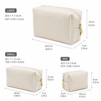 Pochette de maquillage en similicuir PU, pochette cosmétique en faux cuir crème avec fermeture éclair à chaîne dorée, forme de boîte, organiseur de toilette de voyage