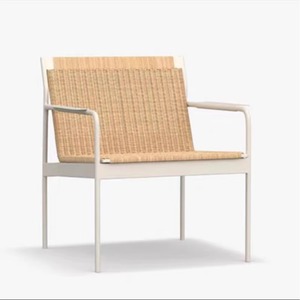Chaise de jardin en aluminium d'extérieur avec assise en rotin, imperméable, pour terrasse et cour - Product Image 1