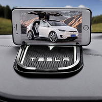Tesla Model 3 Handyhalterung Auto Anti-Rutsch-Matte Klebematte Armaturenbrett Rutschfeste Matte Handy-Schlüssel-GPS-Halter Zubehör Mit Logo