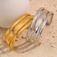 Pulsera Simple Joker N&S para Mujer, Chapada en Oro de 18K, Acero Inoxidable, Pulsera Doble con Estilo de Nicho de Temperamento Moderno