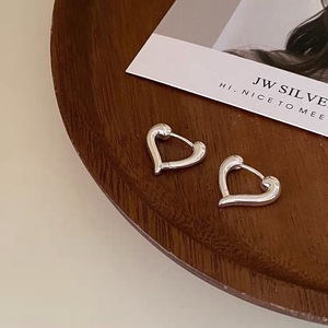 S925 Sterling <b>Silver</b> Heart Hoop Earrings For Women Gift Jewelry 925 <b>Silver</b> <b>Stud</b> Earrings Elegant Fashion Accessory - Product Image 3