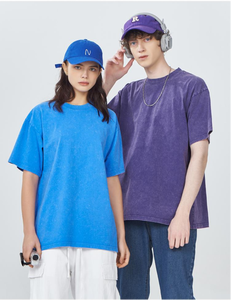 T-shirt Homme Oversize en Coton Lavé à Manches Courtes, Col Rond Uni Décontracté - Product Image 2