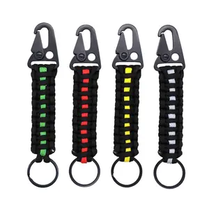 Paracord Keychains Braided Lanyard Ring Hook Clip with Carabiner for Outdoor Camping Hiking Backpack