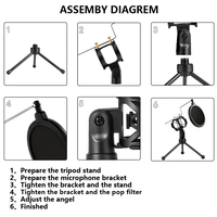Support antichoc pour microphone avec filtre anti-pop détachable pour l'enregistrement musical, le gaming et la diffusion de podcasts (Modèle PS-3) Fabriqué en Chine
