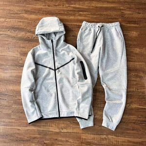 Ensemble de survêtement technique pour homme, modèle requin à double capuche, nouvelle collection 2025, par un créateur de mode, avec fermeture éclair, en molleton technique, style survêtement de sport - Product Image 2