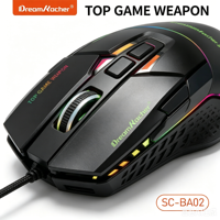 Souris de jeu professionnelle Dream Kacher Macro, filaire, USB, rétroéclairée par LED, capteur optique 4800 DPI, 7 boutons, ergonomique pour droitiers/gauchers