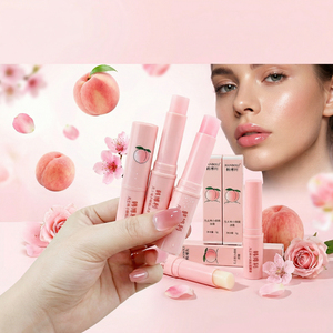 Baume à lèvres hydratant naturel en stick, teinté, changeant de couleur selon la température, pêche, maquillage quotidien, logo personnalisé, vente en gros - Product Image 1