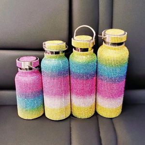 Regalo de las mujeres de moda de la botella de agua de acero inoxidable Bling diseño botella de vacío con fácil de llevar con - Product Image 5