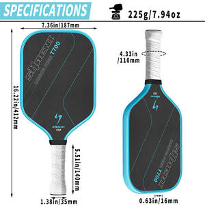 مضرب بيكلبول T700 مخصص OEM/ODM متين وطويل من ألياف الكربون الخام 16 مم مع قلب بوليمر على شكل خلية النحل 18k 3k بدون حواف معتمد من USAPA - Product Image 3