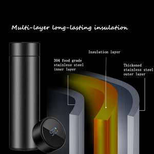 Bouteille d'eau intelligente en acier inoxydable de 500 ml, étanche, avec infuseur, LED, isotherme, gourde sous vide, thermos - Product Image 3