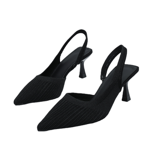 Nuevas Sandalias de Tacón Alto para Mujer, Estilo Veraniego, Punta Puntiaguda, Laterales Calados, Tela Transpirable, Tacón Bajo - Product Image 1