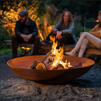 Brasero en acier rouillé de style nordique moderne, robuste, en métal de 3 mm, pour brûler du bois, idéal pour les patios extérieurs et le camping