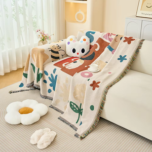 Penutup <span class=keywords><strong>Sofa</strong></span> kartun anjing lucu, satu buah penutup <span class=keywords><strong>Sofa</strong></span> benang katun 6 tempat duduk untuk rumah tangga - Product Image 2