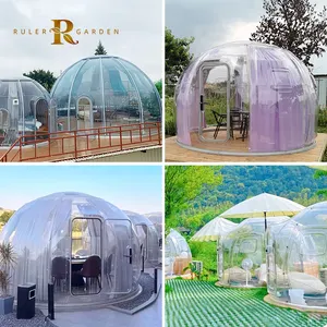 Prefabrik modüler şeffaf glamping evler otel polikarbonat küre açık bahçe açık kabarcık restoran igloo kubbe