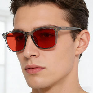 Gafas de sol cuadradas XH-8082 para hombre, lentes negras y rojas, anti luz azul, UV400, fotocromáticas, protección solar para exteriores. - Product Image 5