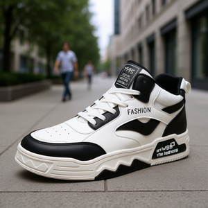 Baskets décontractées mi-montantes pour hommes Fashion Wb6, style basketball, bout rond, à lacets, semelle en caoutchouc EVA, toutes saisons - Product Image 2