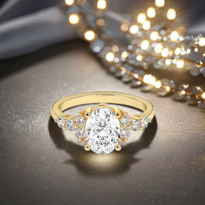 Bague de fiançailles en diamant de laboratoire CVD HPHT de 1,00 carat, taille ovale brillante, tendance, argent de haute qualité, sertie pavé, pour mariage et fête - Product Image 2