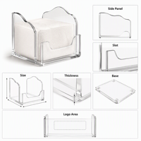 Support de serviettes en acrylique personnalisé transparent pour restaurant, distributeur de mouchoirs de table, organisateur de comptoir de café, support de base avec logo OEM HD