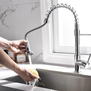 Grifo de Cocina Extraíble de Acero Inoxidable Negro Cepillado Estilo <span class=keywords><strong>Gourmet</strong></span> con Muelle para Fregadero - Product Image 5