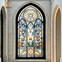 Ventanas Arqueadas Francesas de Estilo Victoriano Gótico, Ventana de Vidrio con Vidrieras, Ventanas de Vidrio con Aislamiento de Aleación de Aluminio