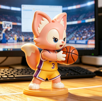 Niedliche Rosa Fuchs-Basketballspieler PVC Sammelfigur 8cm Anpassbare Kinder-Schreibtischdekoration & Sport-Werbegeschenk Spielzeug