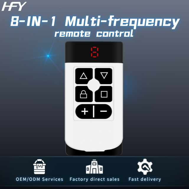 HFY HFY-TX0G 8-IN-1 Universal Garage Remote Control Gate Key Duplicator 8-Channel Rechargeable 433/315-915MHz Auto Shut-Off