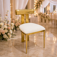Chaise d'hôtel moderne en acier inoxydable doré, chaise d'appoint pour banquet de mariage, siège rembourré pour salle de réception et salle à manger