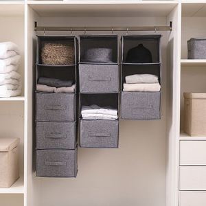 3/4/5-Tier Multifunction Foldable Hanging <b>Shelf</b> Closet Storage Organizer Removable Drawers for Bedroom Wardrobe Clothes Bag - Product Image 6