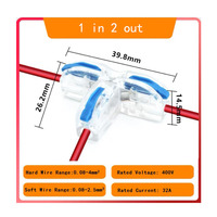 Connecteur de câble électrique rapide connecteur universel Push in Compact connecteur fil conducteur borniers, 1 en 2 sorties