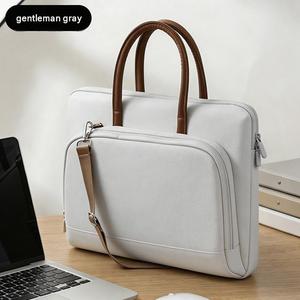 Sacoche d'ordinateur portable étanche en polyester, bandoulière fine et portable pour affaires, 14-15 pouces, avec poignée en cuir, mallette pour ordinateur portable - Product Image 1
