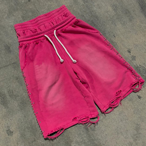 <span class=keywords><strong>Pantalones</strong></span> <span class=keywords><strong>Cortos</strong></span> Deportivos Holgados Personalizados con Doble Cintura, <span class=keywords><strong>Pantalones</strong></span> <span class=keywords><strong>Cortos</strong></span> de Felpa Francesa, <span class=keywords><strong>Pantalones</strong></span> <span class=keywords><strong>Cortos</strong></span> Deportivos Desgarrados - Product Image 1